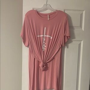 Pink Graphic T-Shirt with Faith Design